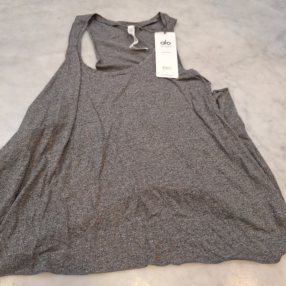 New Alo Yoga Tank Top Wom Sz S Black Static Racerback Activewear Gym W2483R Run
